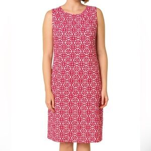New Talbots Pink & White Cotton Sleeveless Dress Large
